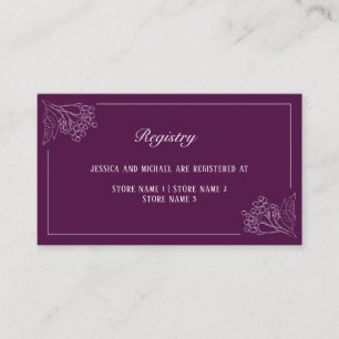 Plum Botanische Kontur Elegant Wedding Registry Begleitkarte