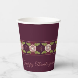 Plum Burgund mit floralen Akzenten Pappbecher