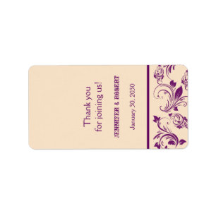 Plum Champagne Scroll Wedding Lip Balm Label Adressaufkleber
