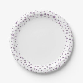 Plum Confetti Wasserfarbe Dots Papierplatte Pappteller