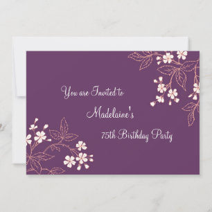 Plum Coral Floral 75e anniversaire Invitations