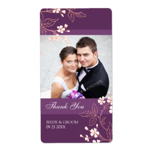 Plum Coral Floral Photo Mariages Étiquettes