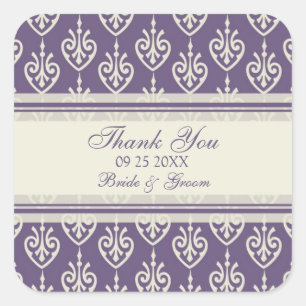 Plum Cream Floral Vielen Dank für Hochzeiten Liebe Quadratischer Aufkleber