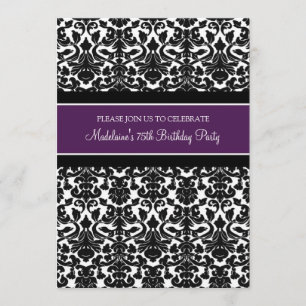 Plum Damask 75e anniversaire Invitations