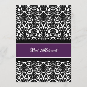 Plum Damask Bat Mitzvah Einladungen