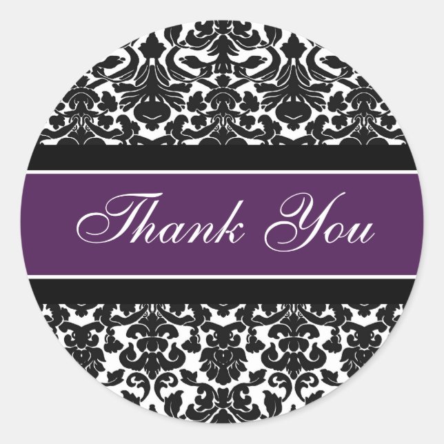 Plum Damask Danke, dass du Umschlag Aufkleber Hoch (Vorderseite)