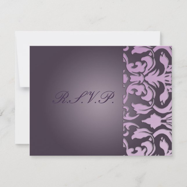 Plum Damask/RSVP-Karten erfordern 12x18 RSVP Karte (Vorderseite)