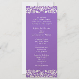 Plum Damask Wirbel Hochzeitsfeier Einladung