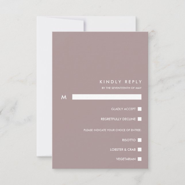 Plum Dusty Chic Minimal | Choix de repas RSVP (Devant)