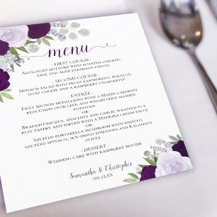 Plum & Dusty Purple Rose Budget Mariage Menu
