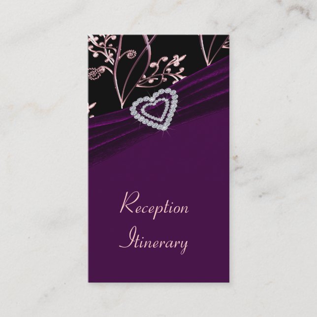 Plum Elegance Heart Floral Wirbel Begleitkarte (Vorderseite)