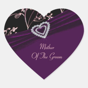 Plum Elegance Heart Floral Wirbel Herz-Aufkleber