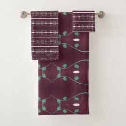 Plum élégant et Rouge Designer Print Floral