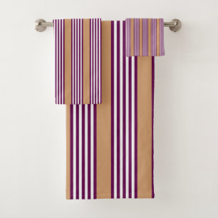 Plum et blanc cinq bandes motif avec bronzage