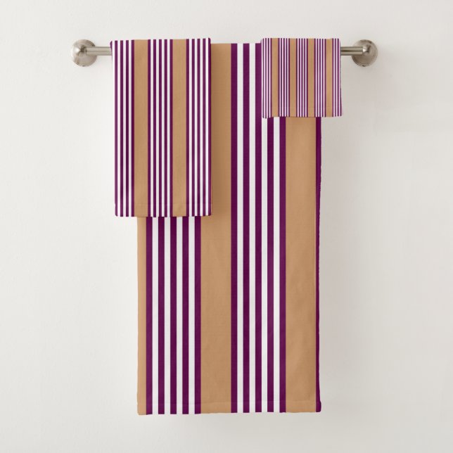Plum et blanc cinq bandes motif avec bronzage (En situation)