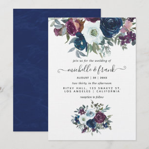 Plum et Faire-part de mariage floral marine