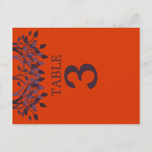 Plum et Orange Feuilles Numéro de tableau Cartes 3