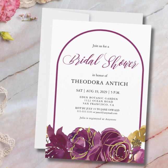 Plum Floral Arch Invitation de la douche nuptiale (Créateur téléchargé)