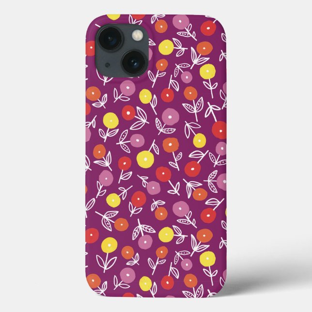 Plum Floral Ditsy iPhone Case (Rückseite)