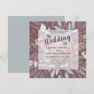 Plum floral rustique Faire-part de mariage pourpre