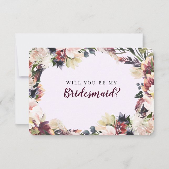 Plum floral werden Sie mein Vorschlag für eine Übe Einladung (Vorderseite)