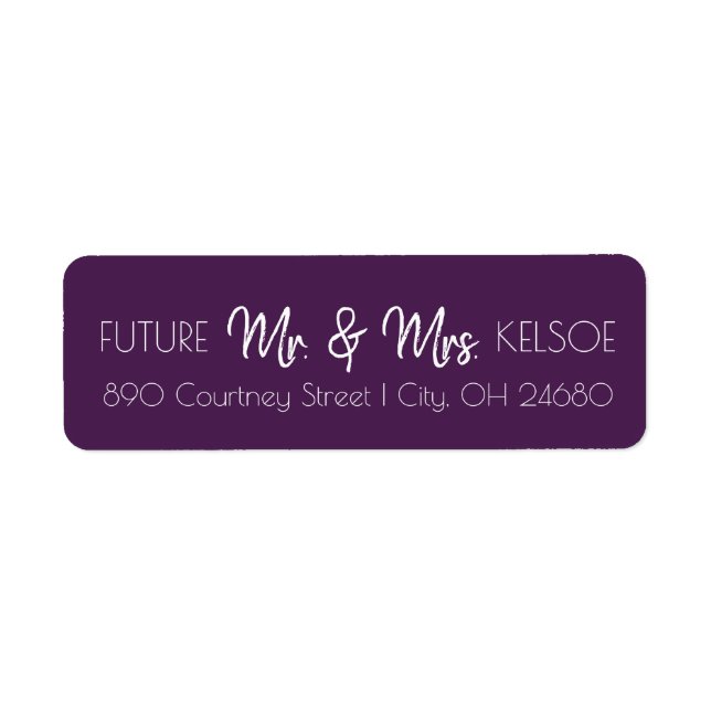 Plum Future Mr. & Mrs. Return Address Label (Vorne)