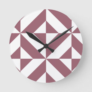 Plum Geometric Deco Cube Pattern Runde Wanduhr