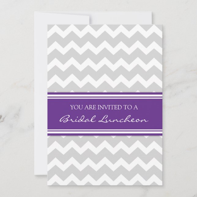 Plum Gray Zickzack Bridal Lunch Einladungskarten (Vorderseite)