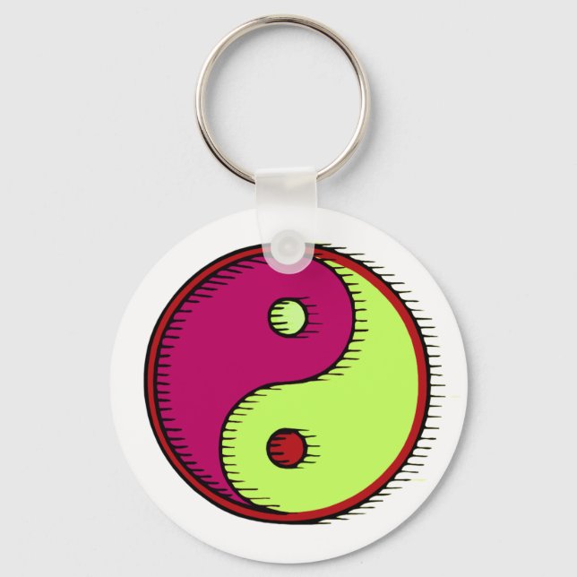 Plum Green Windblown Yin Yang Schlüsselanhänger (Vorderseite)