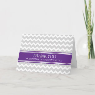 Plum Grey Chevron Carte de remerciements d'anniver