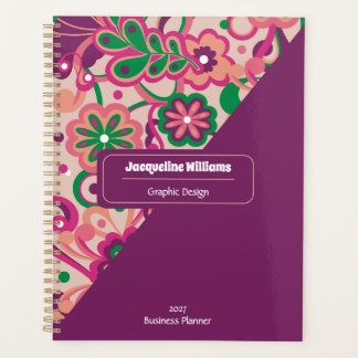 Plum Groovy Psychedelic 60s 70s Floral  Planer