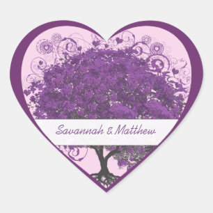 Plum Heart Leaf Tree Wedding Siegel Herz-Aufkleber