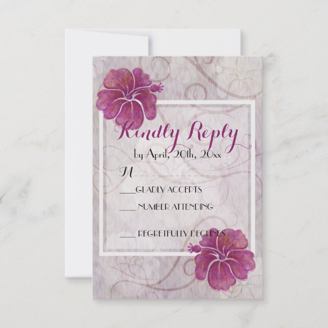 Plum Hibiskus-RSVP-Karte RSVP Karte (Vorderseite)
