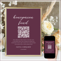 Plum Honeymoon Fund QR Code Wedding Sign
