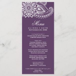 Plum Indian Paisley Dinner Menu Card Menükarte