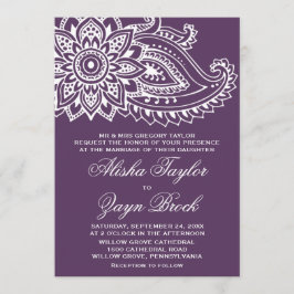 Plum Indian Paisley Formal Wedding Einladung