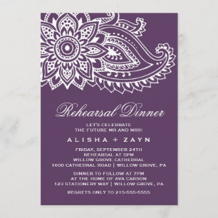 Plum Indian Paisley Probe Dinner Einladung