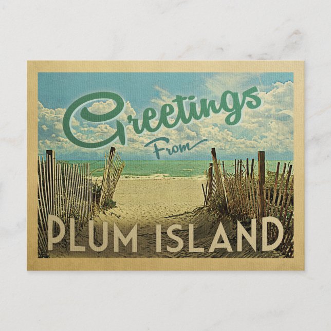 Plum Island Vintage Travel Postcard Postkarte (Vorderseite)