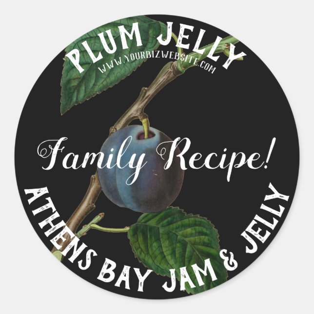 Plum Jelly Product Business Label Runder Aufkleber (Vorderseite)