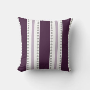 Plum Lavender White Stripes Gray Polka Dots Kissen