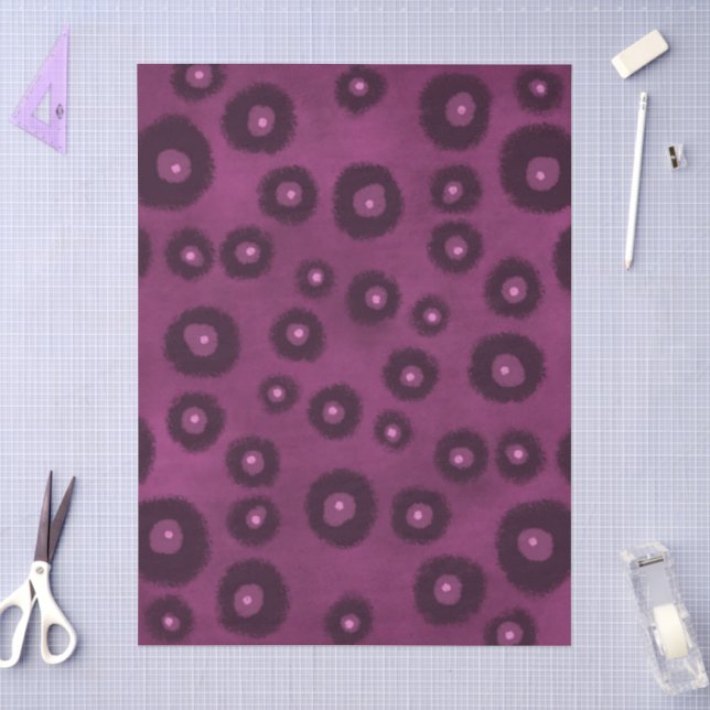 Plum Lila Abstrakte Kreise Punkte Decoupage Seidenpapier (Basteln)