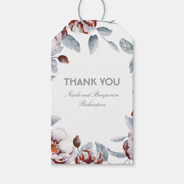 Plum Lila Aquarellfarben Blume Elegante Boho Geschenkanhänger (Vorderseite)