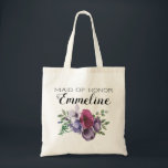 Plum Lila Blumengrün Trauzeugin Tragetasche<br><div class="desc">Schöne lila Pflaume mit Blumen und Grünkranz personalisierten Tottbeutel für die Trauzeugin. Text ist ein wunderschöner Kalligraphie / Drehbuch-Schriftart,  und vollständig anpassbar,  so machen Sie einen für jede Brautjungfrau,  Ihre Ehrerbieterin,  Blume Mädchen,  oder irgendjemand anderes.. Ideal,  um mit Ihrem Vorschlag mitzugeben. Oder füllen Sie mit Goodies für den Junggeselinnen-Abschied.</div>