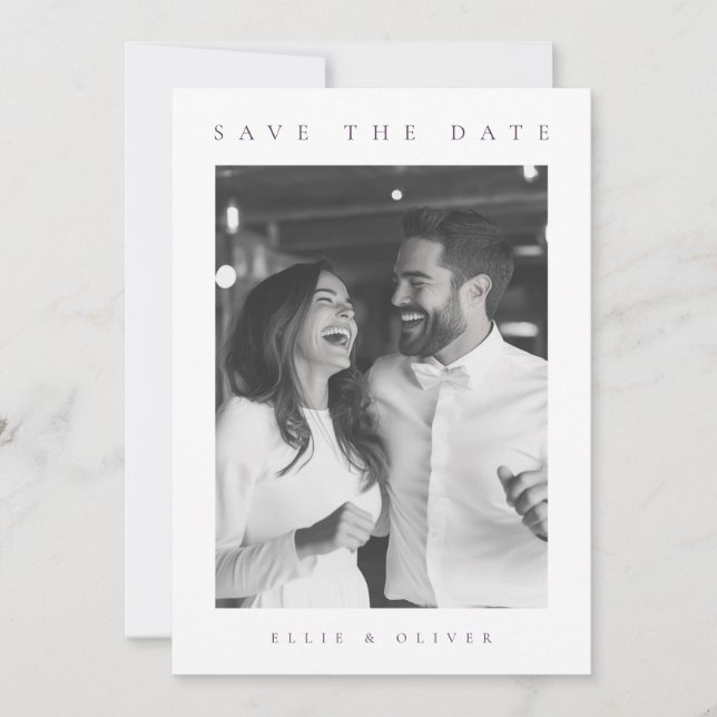 Plum Lila Boho Foto Save the Date Einladung (Vorderseite)