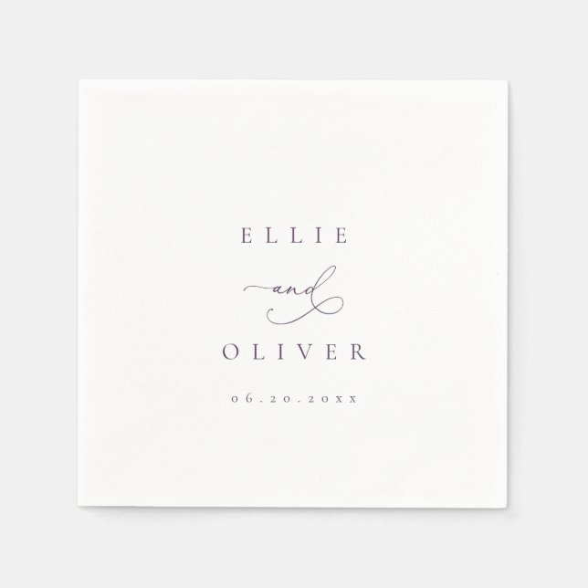 Plum Lila Boho Wedding Modern Cocktail I Serviette (Vorderseite)