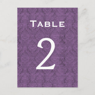 Plum Lila Damask Wedding Tischnummer 2 C201