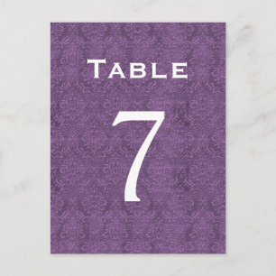 Plum Lila Damask Wedding Tischnummer 7 C206