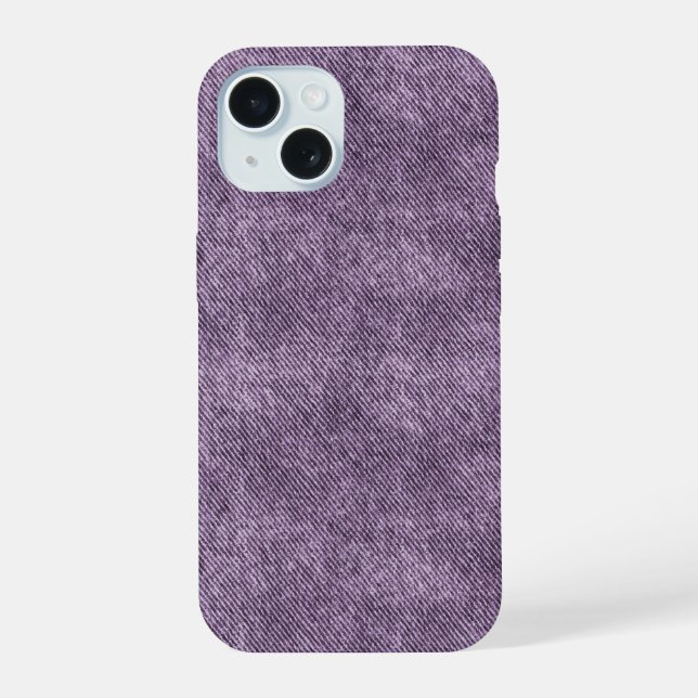 Plum Lila Denim Pattern iPhone 15 Hülle (Rückseite)