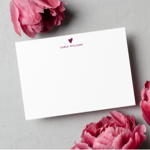 PLUM LILA Doodle Heart Formal Classic Family Mitteilungskarte
