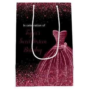 Plum Lila Dress Imitate Glitzer Sweet 16 Birthday Mittlere Geschenktüte